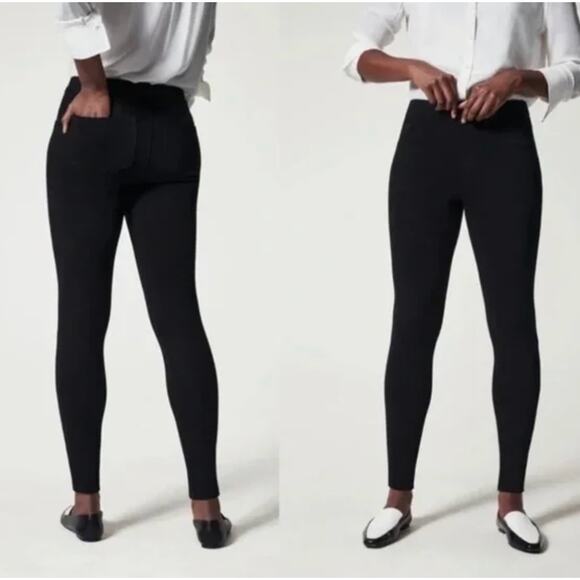 Spanx Pants Womens Extra Small Black Jeanish Ankle Leggings Stretch Skinny - Picture 1 of 9